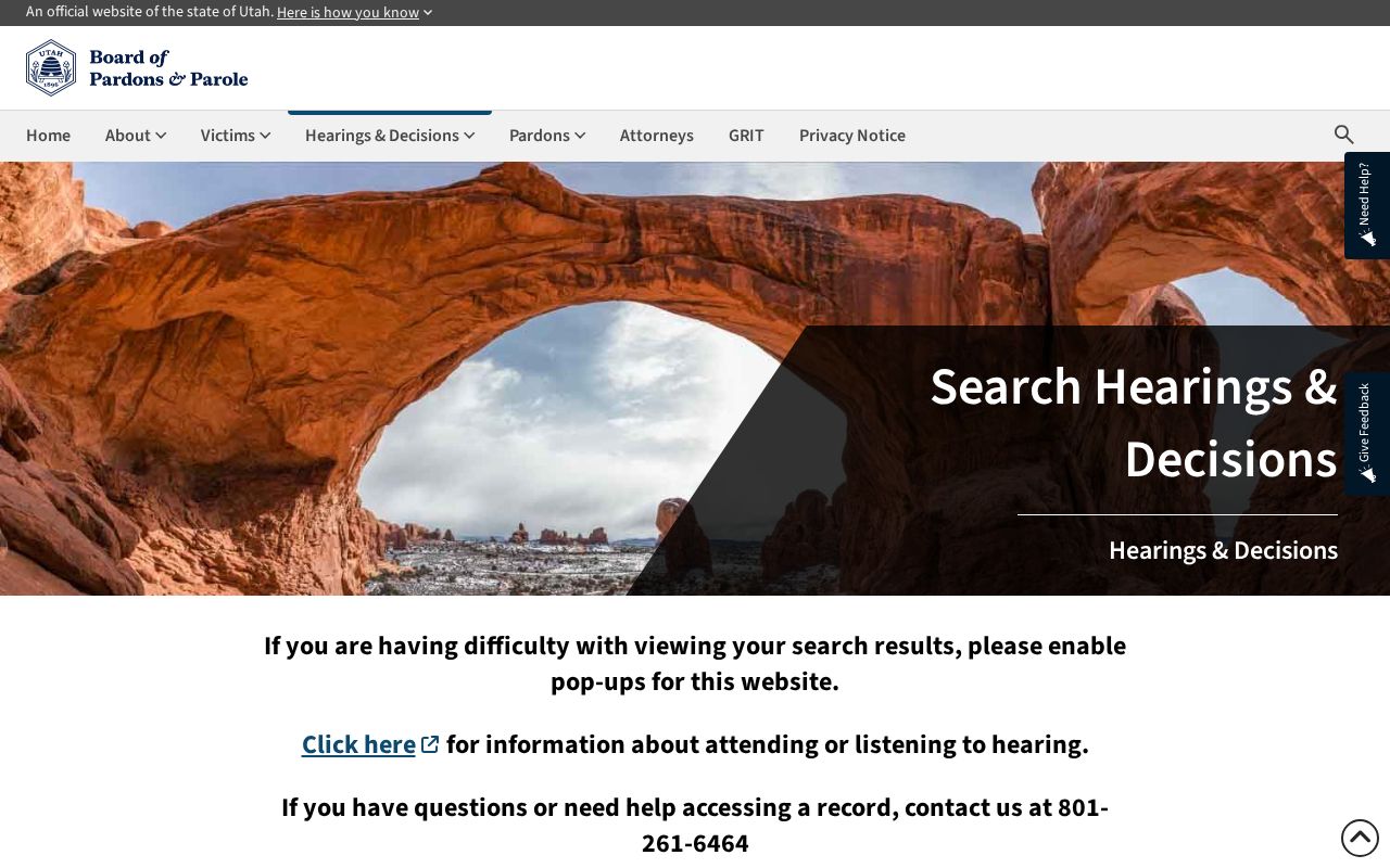 Rich County parole decision search by name and offender number