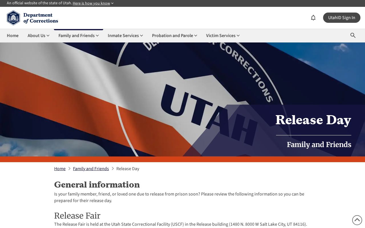 Rich County state prisoner release day information at USCF