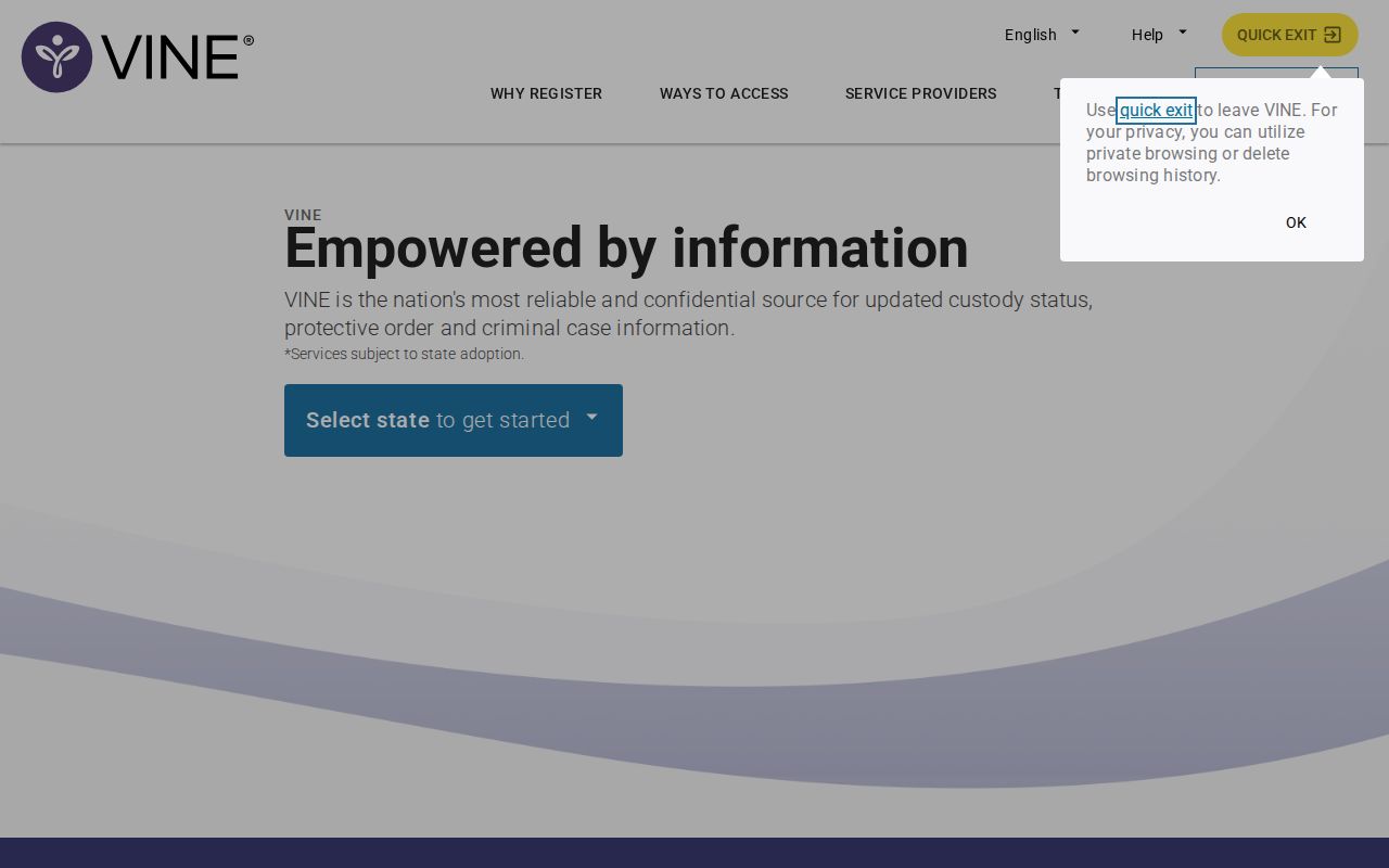 Utah VINELink selection screen for a Rich County inmate check